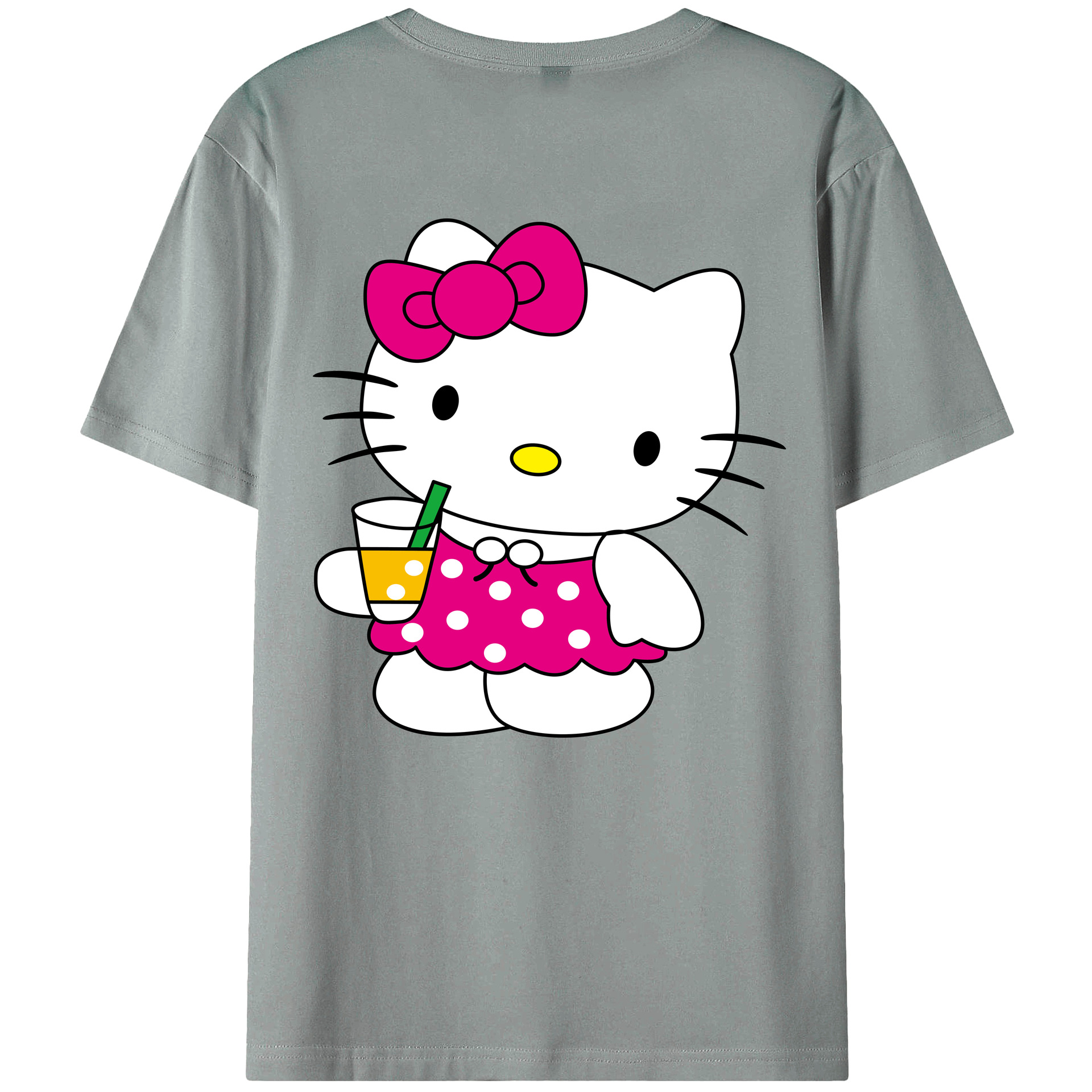 （画像用） Hello Kitty ハローキティ 綿100％ メンズ半袖Tシャツ（バックプリント） 通気性